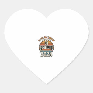 Happy Halloween 31 October Vintage Ghost Design_1 Heart Sticker