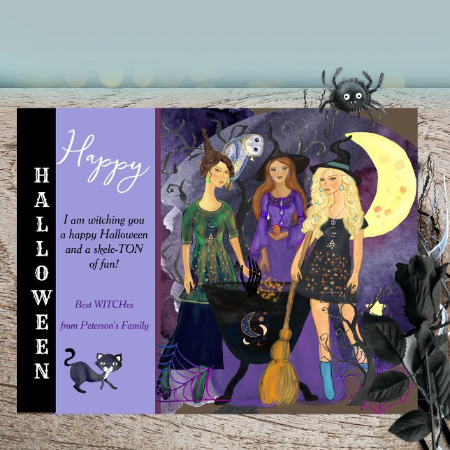 Happy Halloween 3 Witches Holiday Postcard (Halloween Best Witches Holiday Postcard )