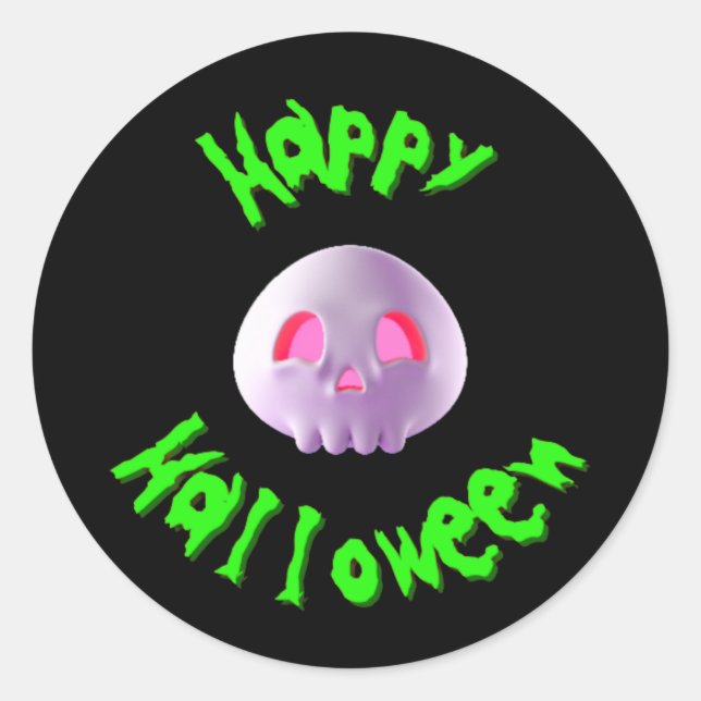 Happy Halloween 3D Skull  Classic Round Sticker (Front)