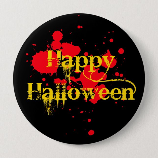 happy halloween 4 inch round button (Front)