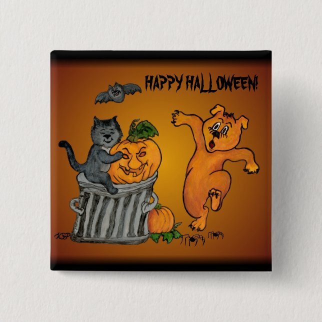 Happy Halloween! 5 2 Inch Square Button (Front)