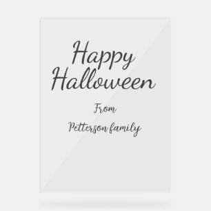 Happy Halloween add family name calligraphy modern Acrylic Sign