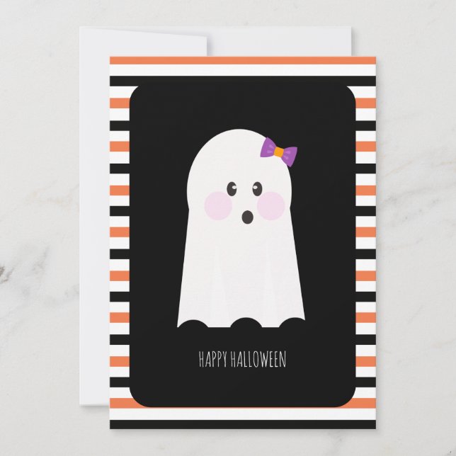 Happy Halloween Adorable Ghost Card (Front)