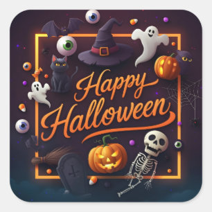 Happy Halloween All Elements Square Sticker