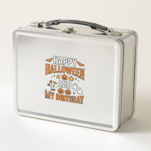 Happy Halloween And My Birthday Vintage Design_1 Metal Lunch Box