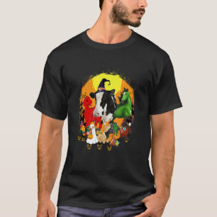 Happy Halloween Animal Black Cat Dog Cow Pig Roos T-Shirt