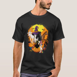 Happy Halloween Animal Black Cat Dog Cow Pig Roos T-Shirt