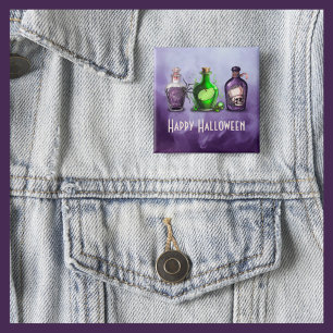 Happy Halloween Apothecary Jar 2 Inch Square Button