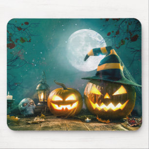 Happy Halloween Art Funny Jack O Lantern Halloween Mouse Pad