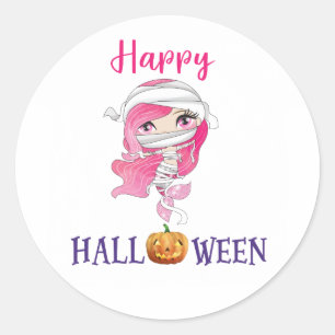 Happy Halloween autocollant rond Girl Mermaid auto