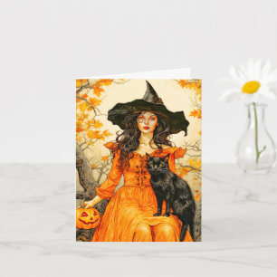 Happy Halloween Autumn Witch Card