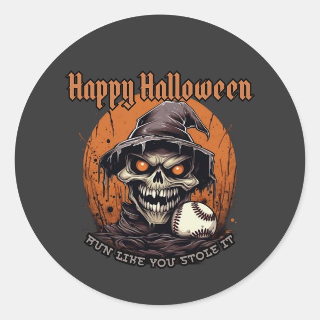 Happy Halloween,baseball player Classic Round Sticker (Front)