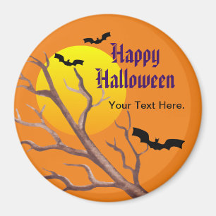 Happy Halloween Bats And The Moon Magnet