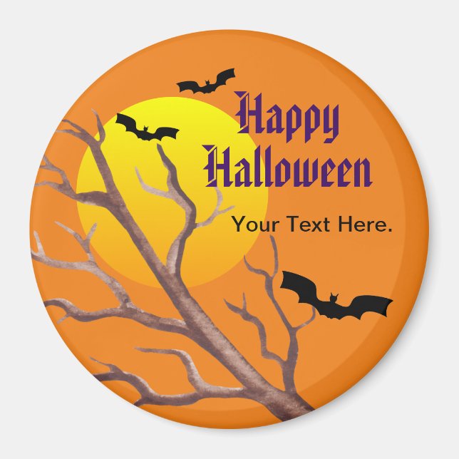 Happy Halloween Bats And The Moon Magnet (Front)