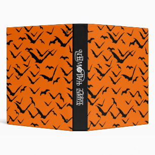 HAPPY HALLOWEEN BATS BLACK ORANGES BINDER