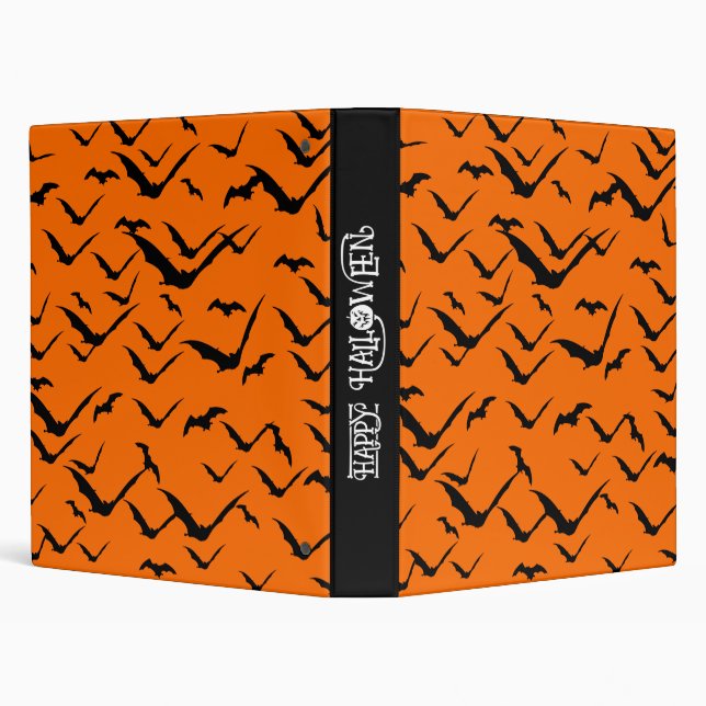 HAPPY HALLOWEEN BATS BLACK ORANGES BINDER (Background)