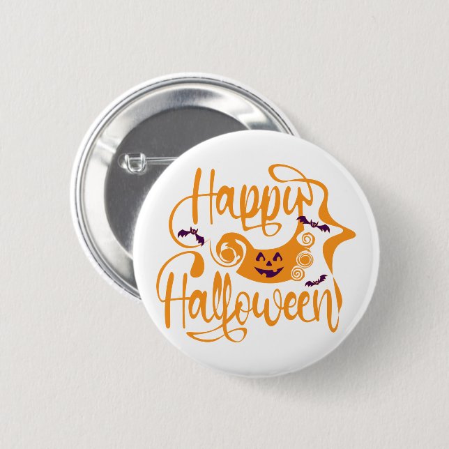 Happy Halloween bats  jack o lantern 2 Inch Round Button (Front & Back)