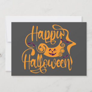 Happy Halloween bats  jack o lantern Invitation