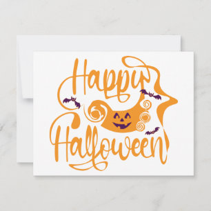 Happy Halloween bats jack o lantern Invitation