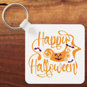 Happy Halloween bats jack o lantern Keychain