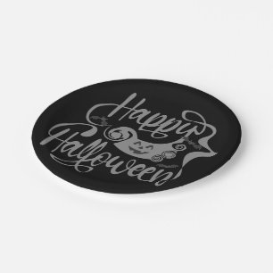 Happy Halloween bats jack o lantern Paper Plate
