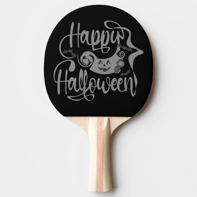 Happy Halloween bats  jack o lantern Ping Pong Paddle (Front)