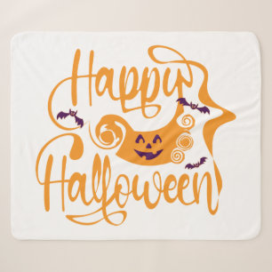 Happy Halloween bats jack o lantern Sherpa Blanket