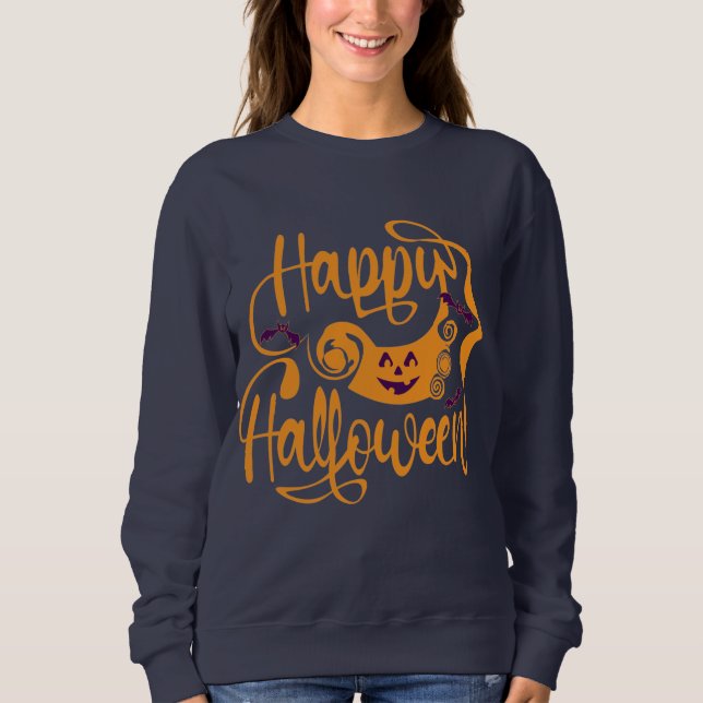 Happy Halloween bats  jack o lantern  Sweatshirt (Front)