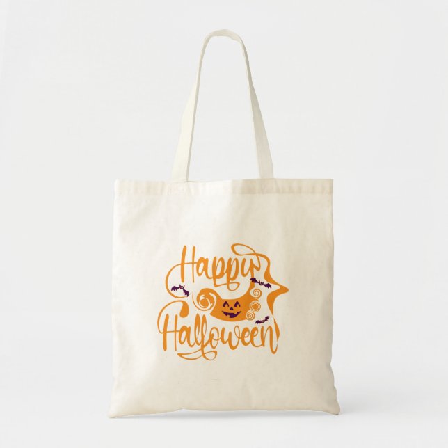 Happy Halloween bats  jack o lantern Tote Bag (Front)