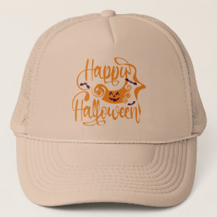 Happy Halloween bats  jack o lantern Trucker Hat