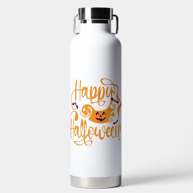Happy Halloween bats  jack o lantern Water Bottle (Front)