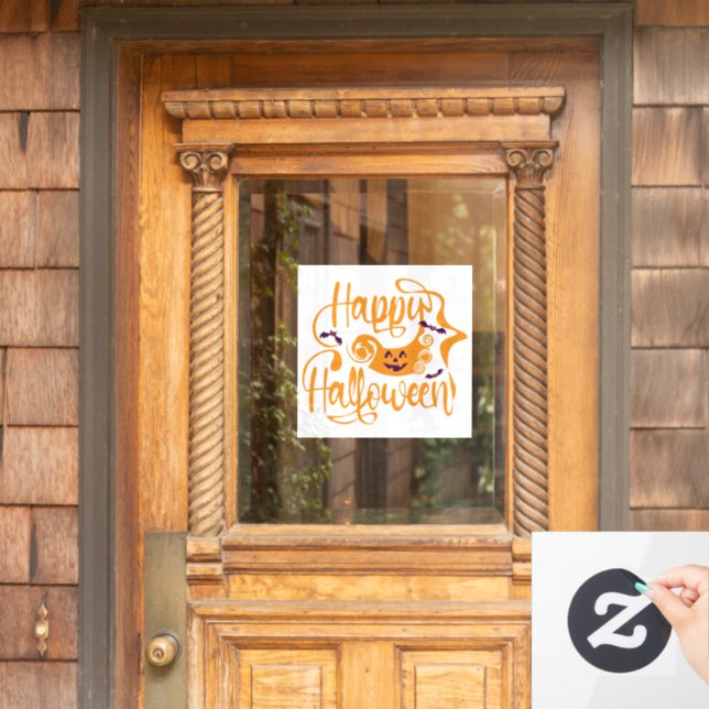 Happy Halloween bats  jack o lantern Window Cling (Home Door)