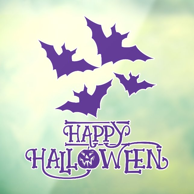 Happy Halloween bats purple cool spooky Window Cling (Sheet 3)