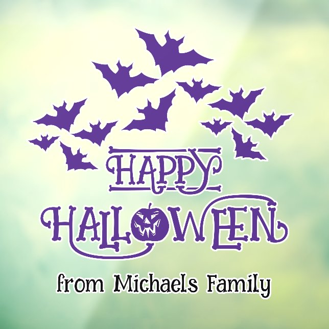 Happy Halloween bats purple cool spooky Window Cling (Sheet 3)
