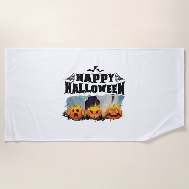 Happy Halloween                                    Beach Towel (Front)