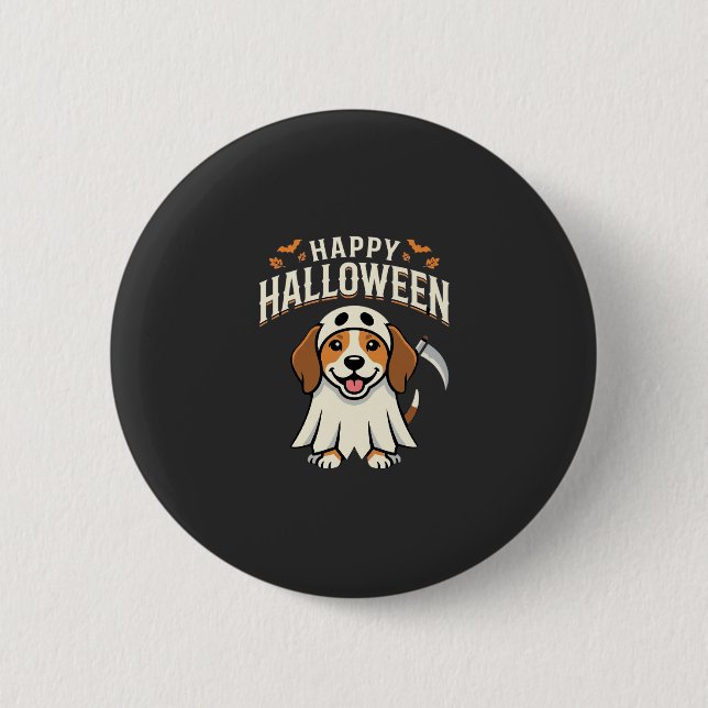Happy Halloween Beagle Dog Design_1 2 Inch Round Button (Front)