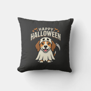 Happy Halloween Beagle Dog Design_1 Throw Pillow