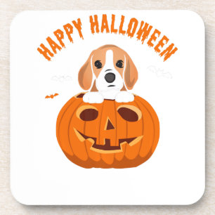 Happy Halloween Beagle Dog Pumpkin Costumes Thanks Coaster