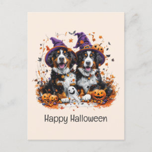 Happy Halloween Bernese Mountain Dogs Postcard