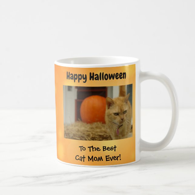 Happy Halloween Best Cat Mom Ever Pet Photo Coffee Mug (Right)