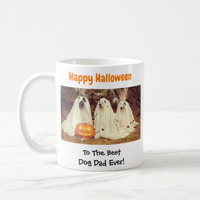 Happy Halloween Best Dog Dad Ever Pet Photo Coffee Mug (Left)