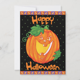 Happy Halloween Birthday Party Laughing Pumpkin Invitation