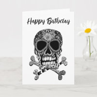 Happy Halloween Birthday Skull and Crossbones
