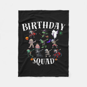 Happy Halloween Birthday Squad Matching Family Par Fleece Blanket