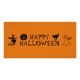 Happy Halloween black and orange spooky  Poster