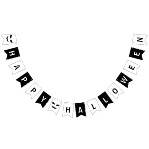Happy Halloween Black and White Bunting Flags