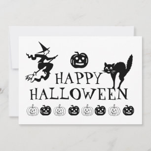 Happy Halloween black and white spooky Invitation