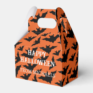 Happy Halloween black bats orange spooky pattern Favor Box
