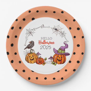 Happy Halloween Black Bird 2025 Paper Plate