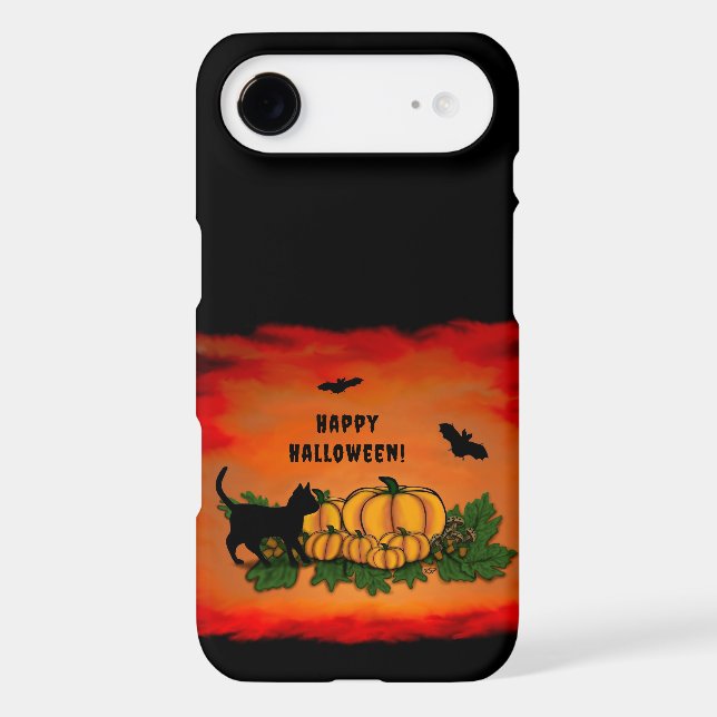 Happy Halloween , Black Cat , Bat and Pumpkin (Back)